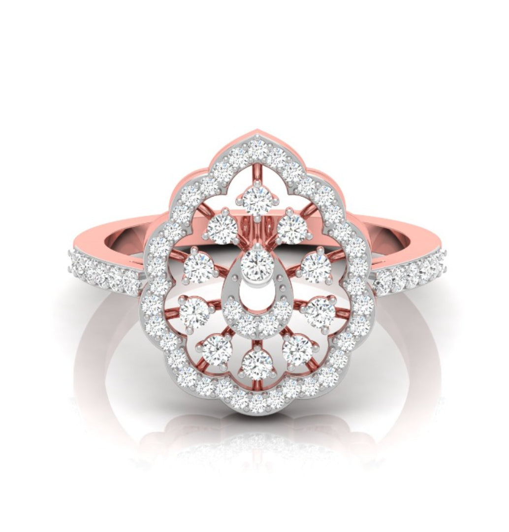 0.35 ct floral halo lab grown diamond rose gold ring 