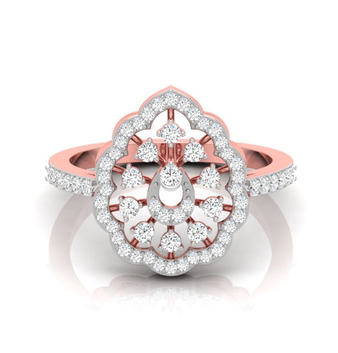 0.35 ct floral halo lab grown diamond rose gold ring 