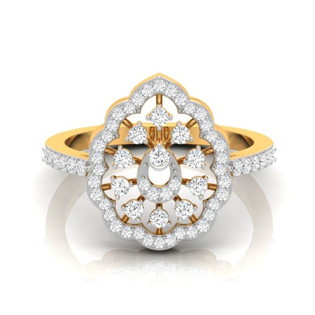 floral halo lab grown diamond gold ring 0.35 ct