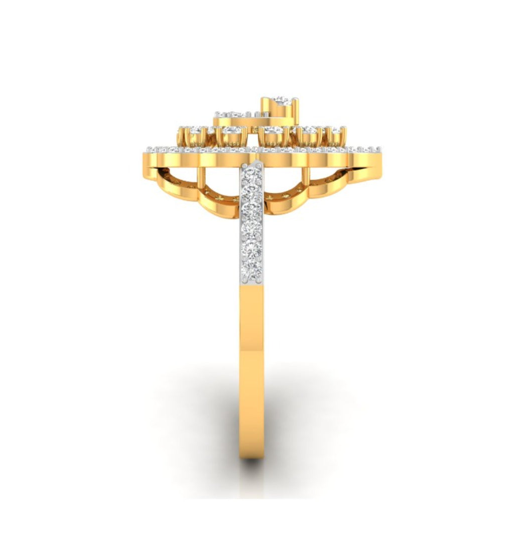floral halo lab grown diamond gold ring 0.35 ct