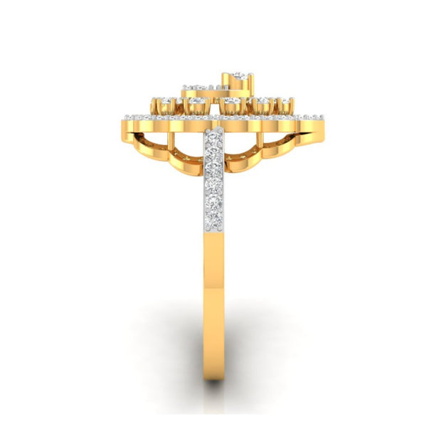 floral halo lab grown diamond gold ring 0.35 ct