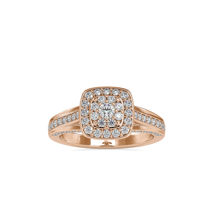 0.68Ct Cluster Halo Lab-Grown Diamond Gold Ring