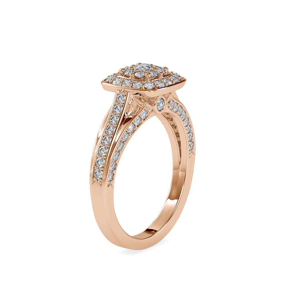 0.68Ct Cluster Halo Lab-Grown Diamond Gold Ring