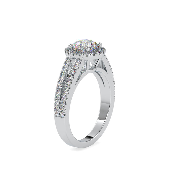 1.64Ct Round Cut Halo Lab-Grown Diamond Gold Ring