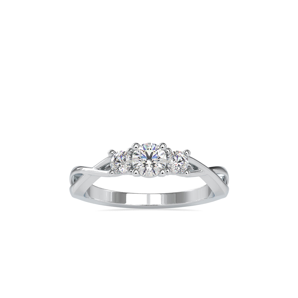 0.52Ct Round Three Stone Lab-Grown Diamond Gold Ring