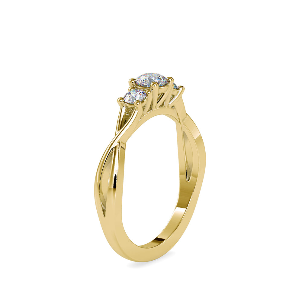 0.52Ct Round Three Stone Lab-Grown Diamond Gold Ring