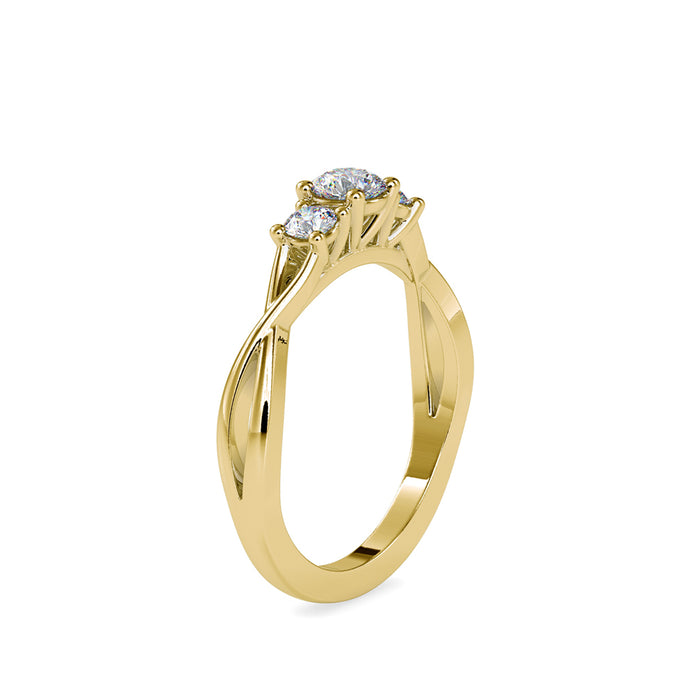 0.52Ct Round Three Stone Lab-Grown Diamond Gold Ring