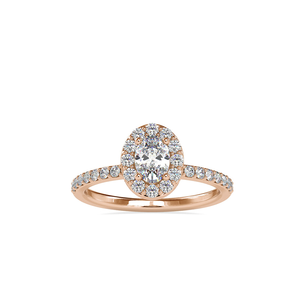 0.78Ct Oval Halo Lab-Grown Diamond Gold Ring