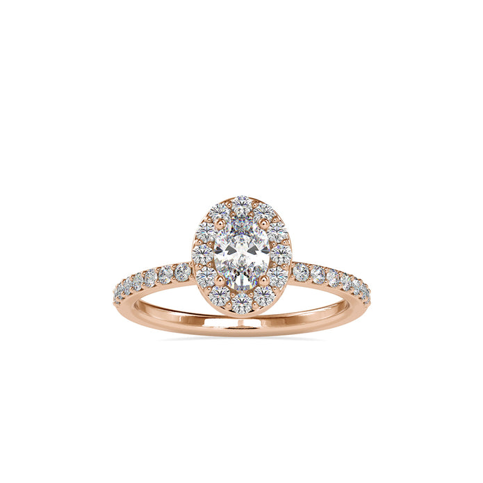 0.78Ct Oval Halo Lab-Grown Diamond Gold Ring
