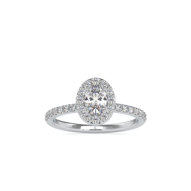 0.78Ct Oval Halo Lab-Grown Diamond Gold Ring
