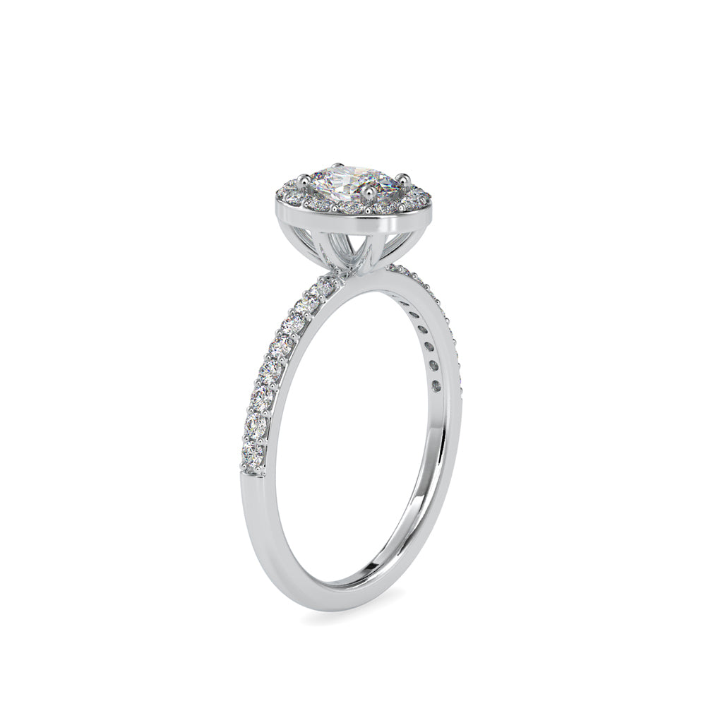 0.78Ct Oval Halo Lab-Grown Diamond Gold Ring