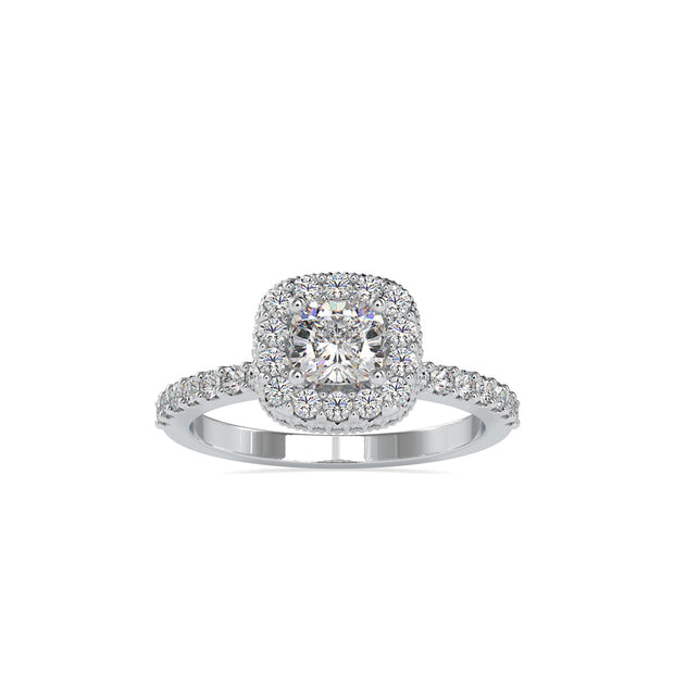 1.25Ct Cushion Halo Lab-Grown Diamond Gold Ring