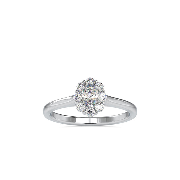 0.50Ct Oval Prong Halo Lab-Grown Diamond Gold Ring