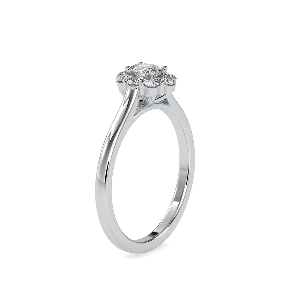 0.50Ct Oval Prong Halo Lab-Grown Diamond Gold Ring