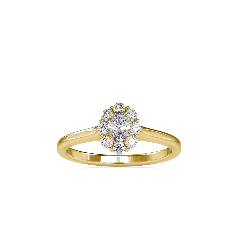 0.50Ct Oval Prong Halo Lab-Grown Diamond Gold Ring