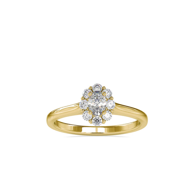 0.50Ct Oval Prong Halo Lab-Grown Diamond Gold Ring