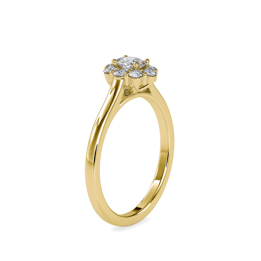 0.50Ct Oval Prong Halo Lab-Grown Diamond Gold Ring