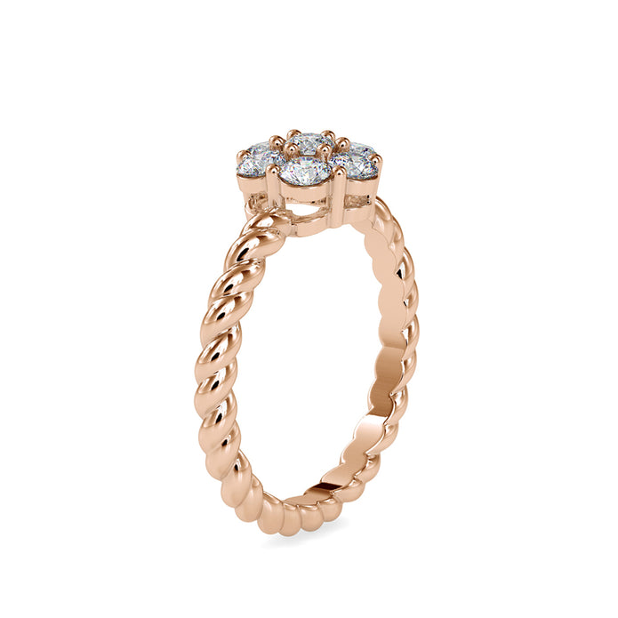 0.70Ct Cluster Twisted Lab-Grown Diamond Gold Ring