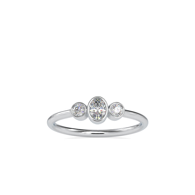 0.26Ct Oval Bezel Lab-Grown Diamond Gold Ring