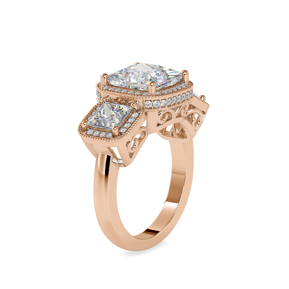 5.23Ct Princess Halo Lab-Grown Diamond Gold Ring