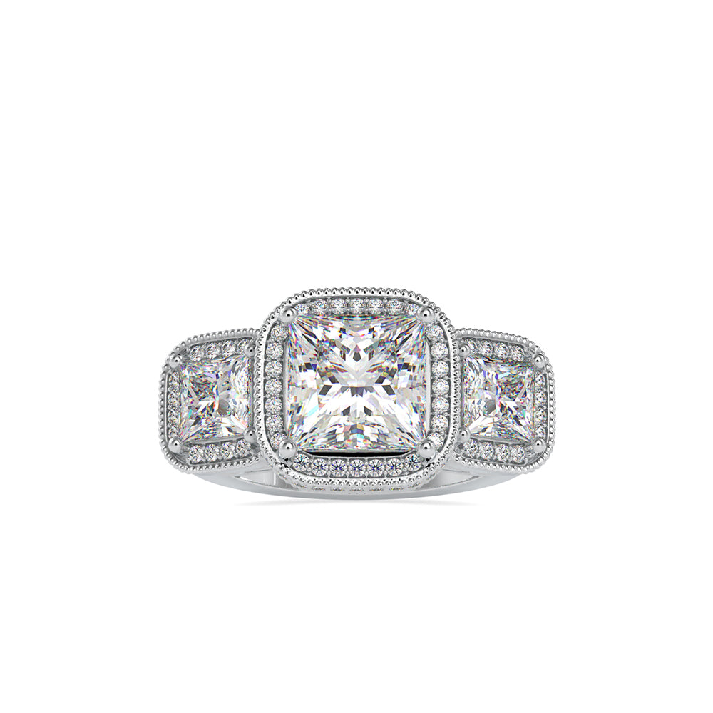 5.23Ct Princess Halo Lab-Grown Diamond Gold Ring