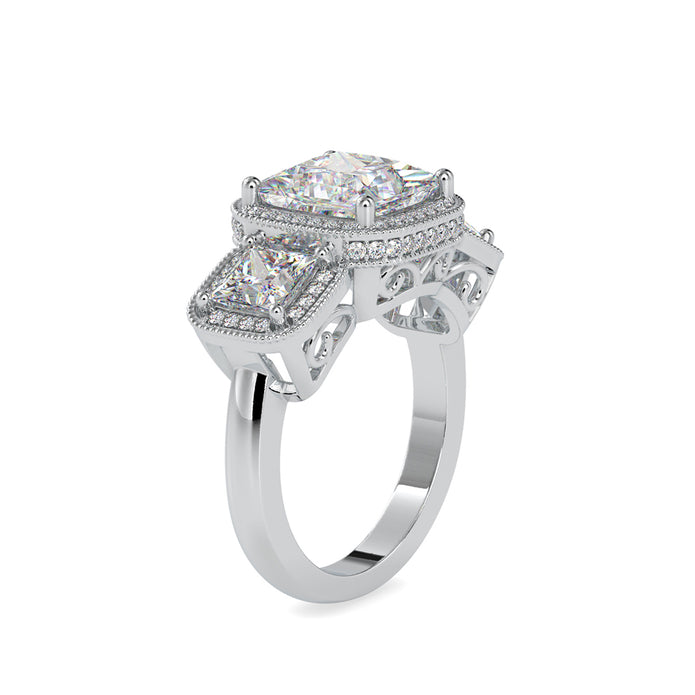 5.23Ct Princess Halo Lab-Grown Diamond Gold Ring