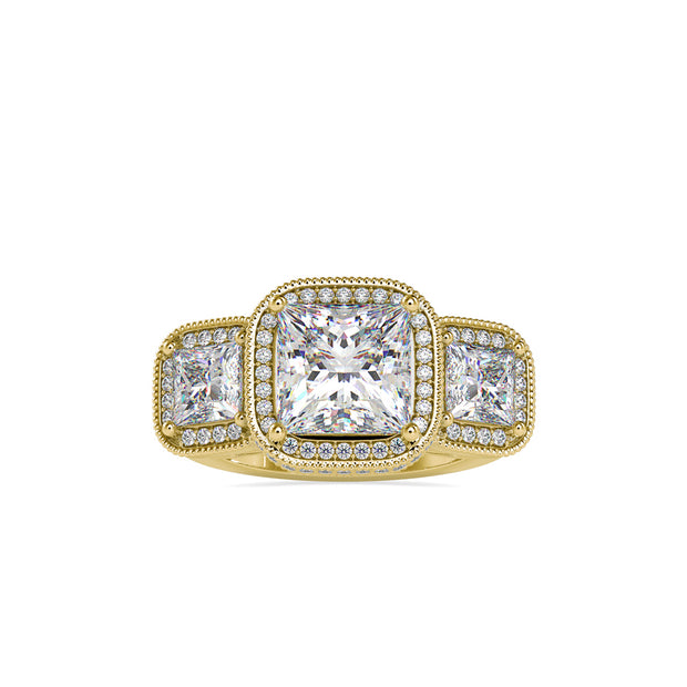 5.23Ct Princess Halo Lab-Grown Diamond Gold Ring