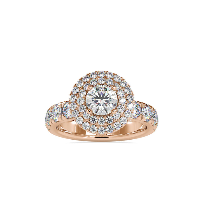2.35Ct Round Double Halo Lab-Grown Diamond Gold Ring