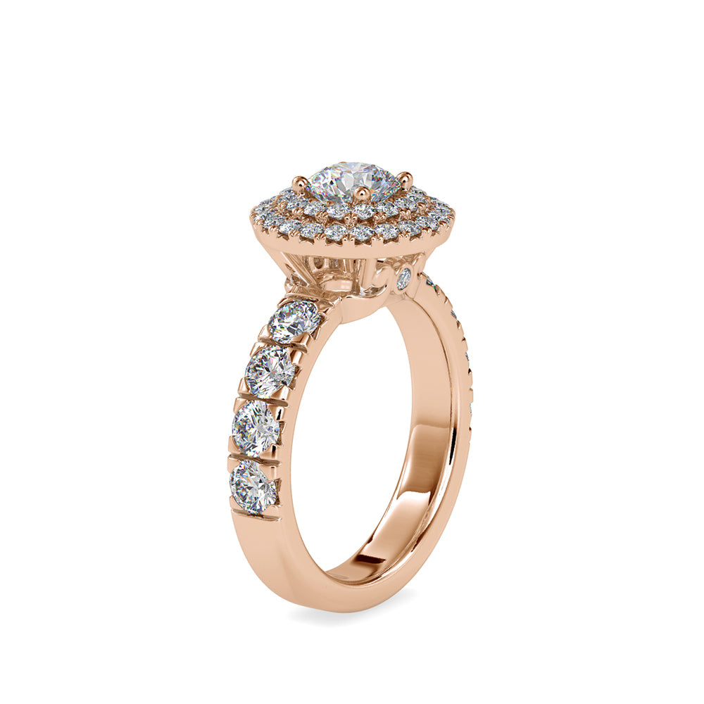 2.35Ct Round Double Halo Lab-Grown Diamond Gold Ring