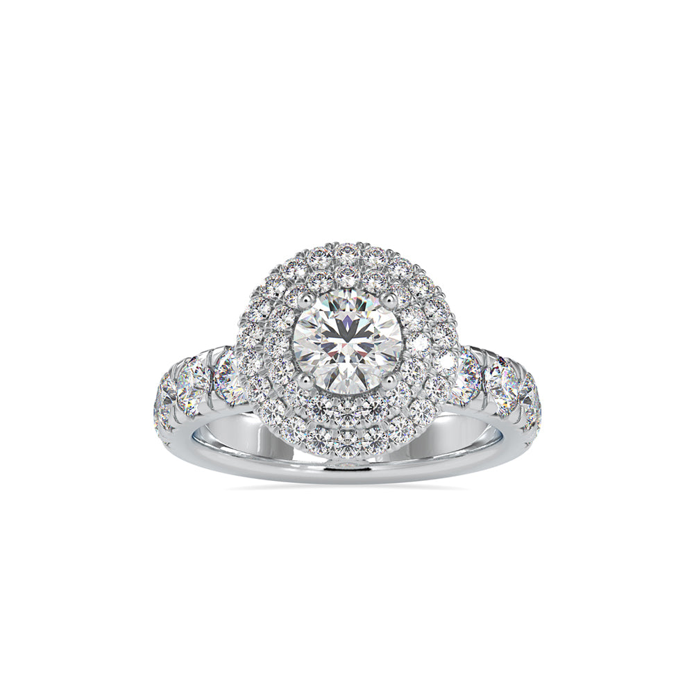 2.35Ct Round Double Halo Lab-Grown Diamond Gold Ring