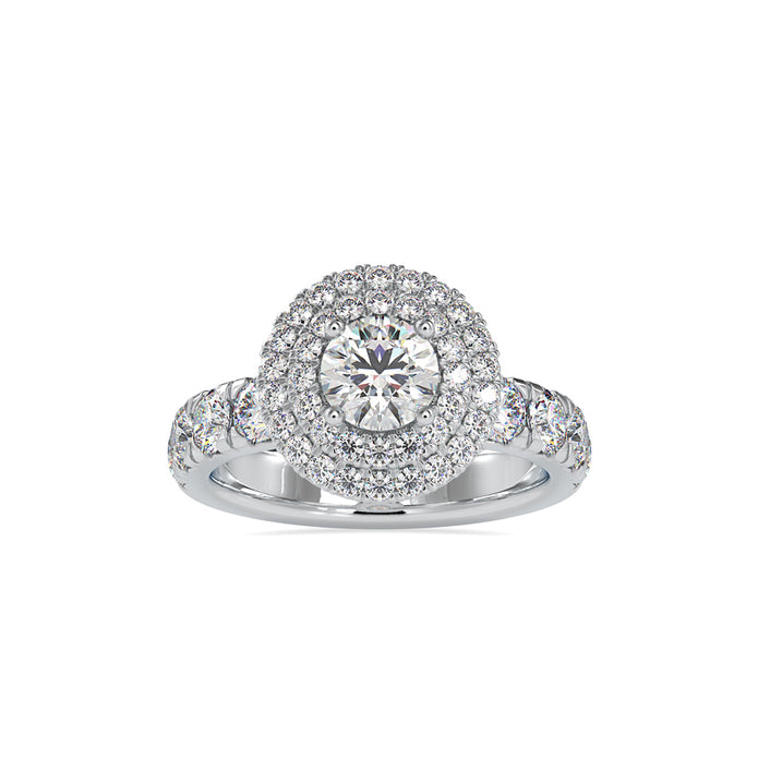 2.35Ct Round Double Halo Lab-Grown Diamond Gold Ring