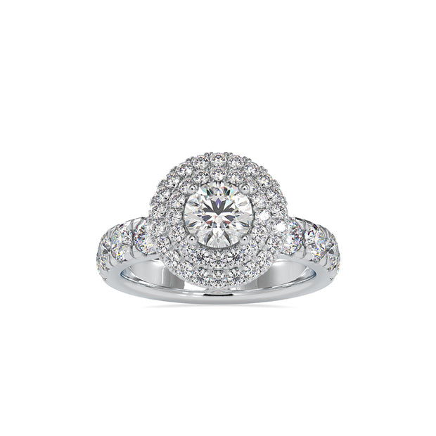 2.35Ct Round Double Halo Lab-Grown Diamond Gold Ring