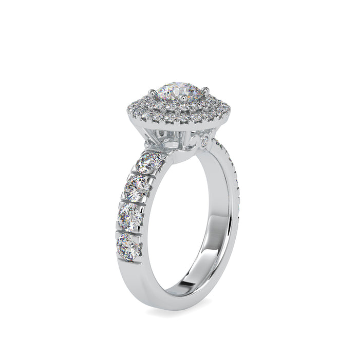 2.35Ct Round Double Halo Lab-Grown Diamond Gold Ring