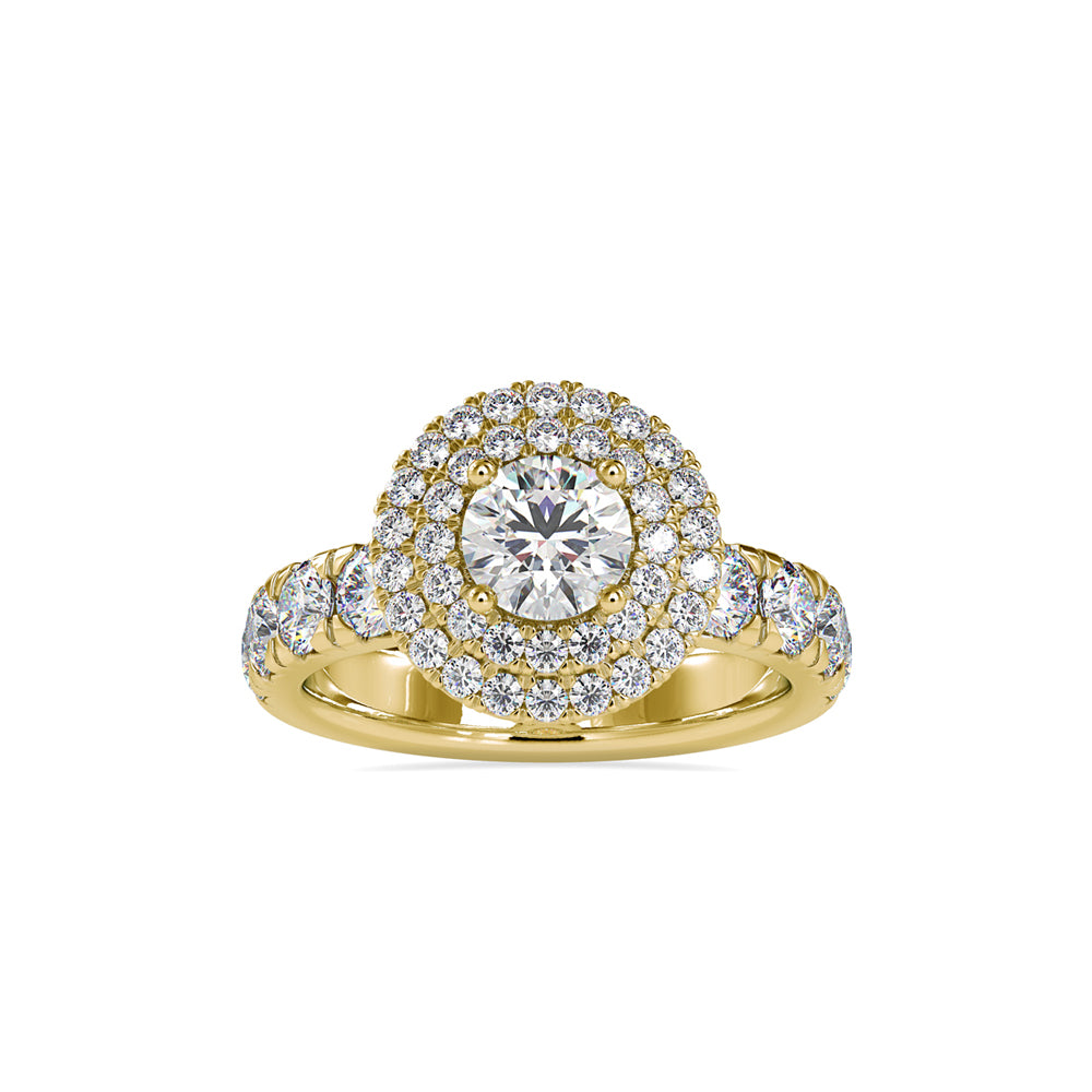 2.35Ct Round Double Halo Lab-Grown Diamond Gold Ring