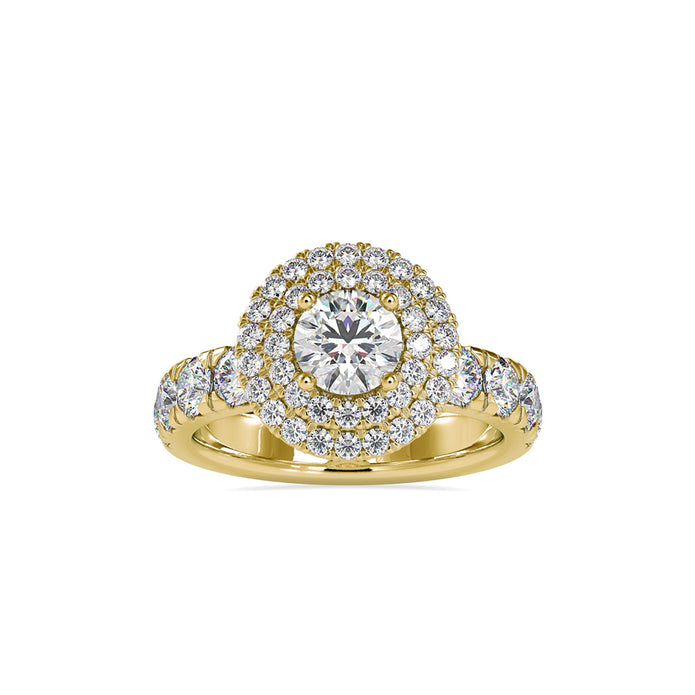 2.35Ct Round Double Halo Lab-Grown Diamond Gold Ring