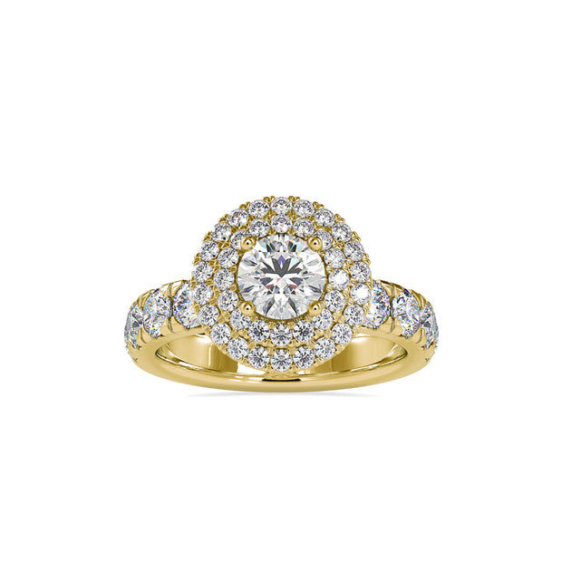 2.35Ct Round Double Halo Lab-Grown Diamond Gold Ring