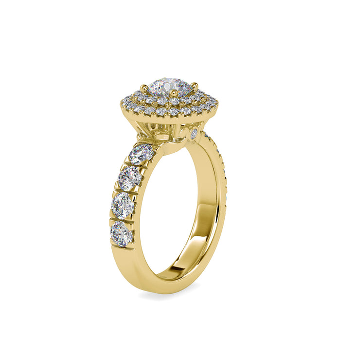2.35Ct Round Double Halo Lab-Grown Diamond Gold Ring