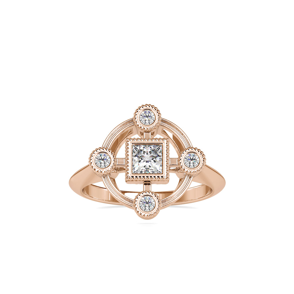 0.60Ct Princess Bezel Set Lab-Grown Diamond Gold Ring