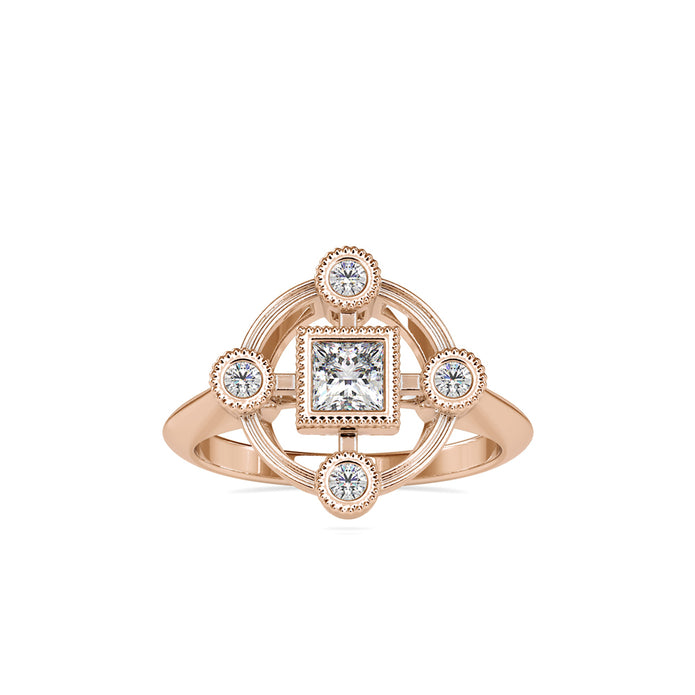 0.60Ct Princess Bezel Set Lab-Grown Diamond Gold Ring