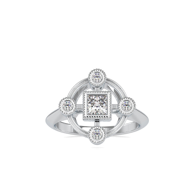 0.60Ct Princess Bezel Set Lab-Grown Diamond Gold Ring