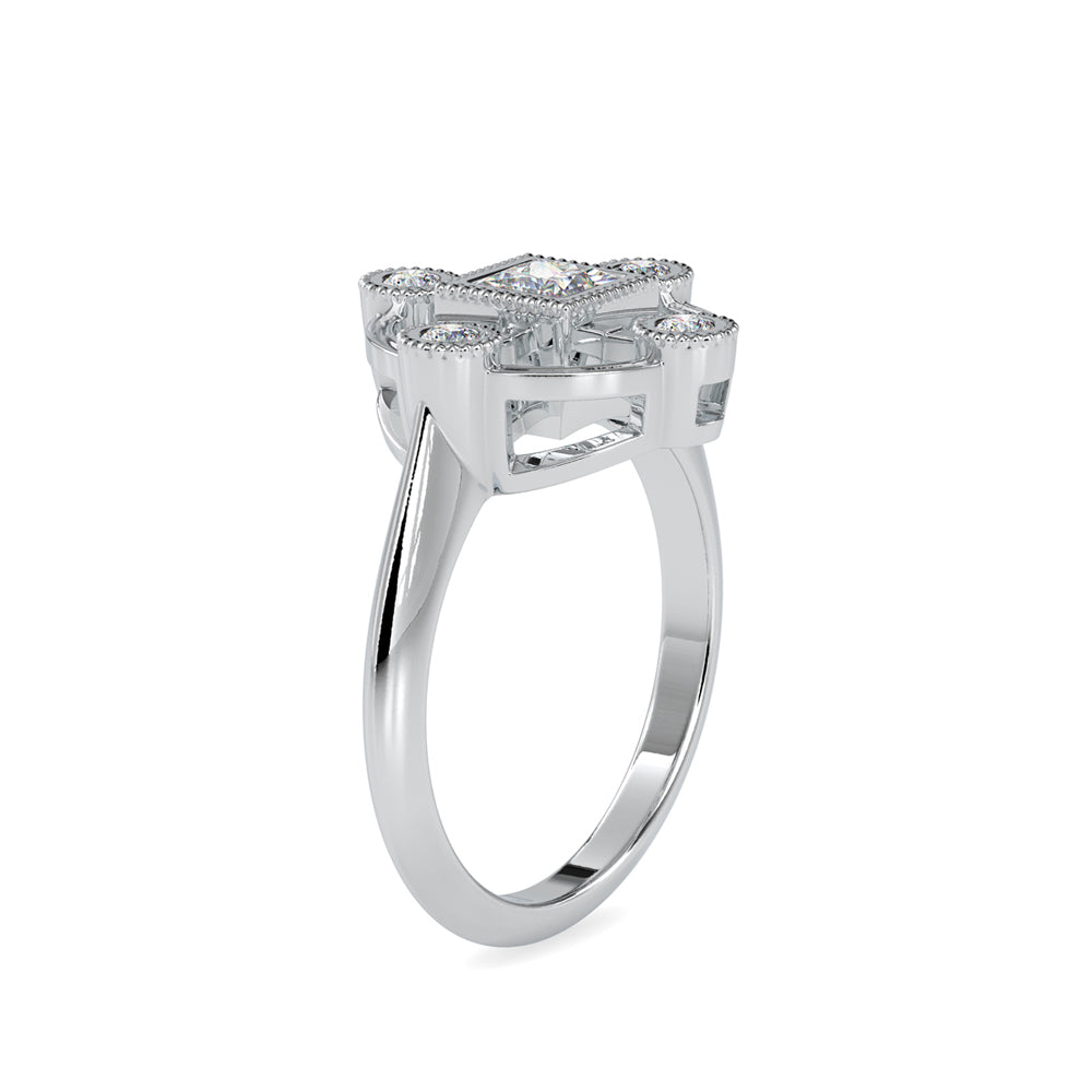 0.60Ct Princess Bezel Set Lab-Grown Diamond Gold Ring
