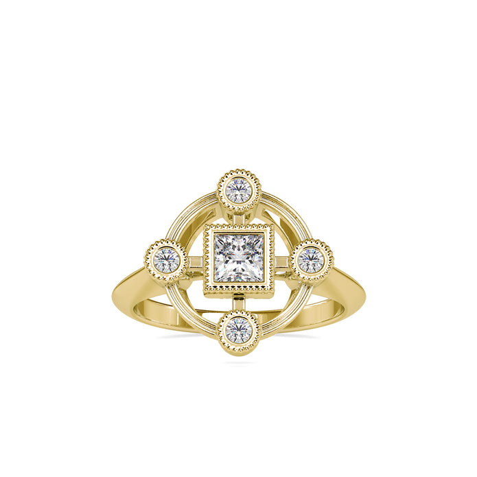 0.60Ct Princess Bezel Set Lab-Grown Diamond Gold Ring