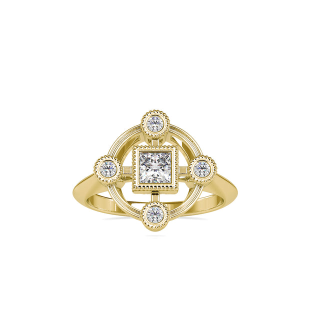 0.60Ct Princess Bezel Set Lab-Grown Diamond Gold Ring