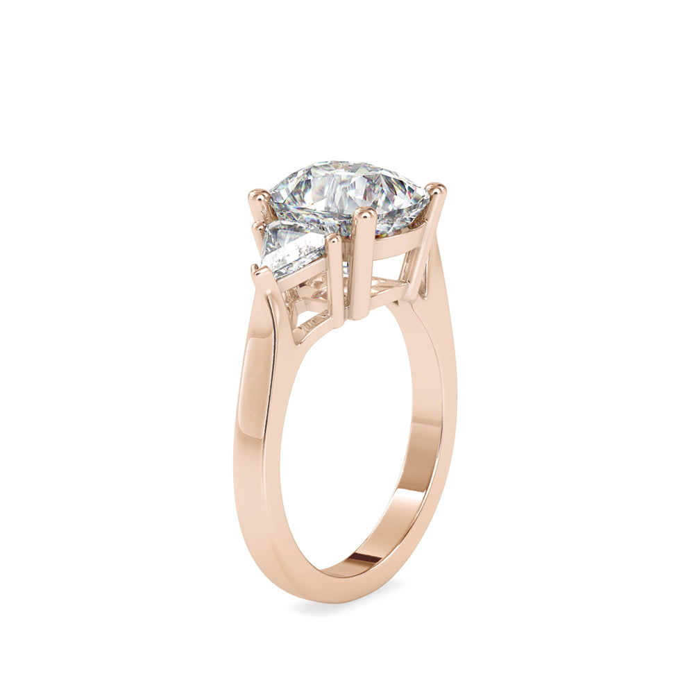 7.00Ct Cushion Three Stone Lab-Grown Diamond Gold Ring