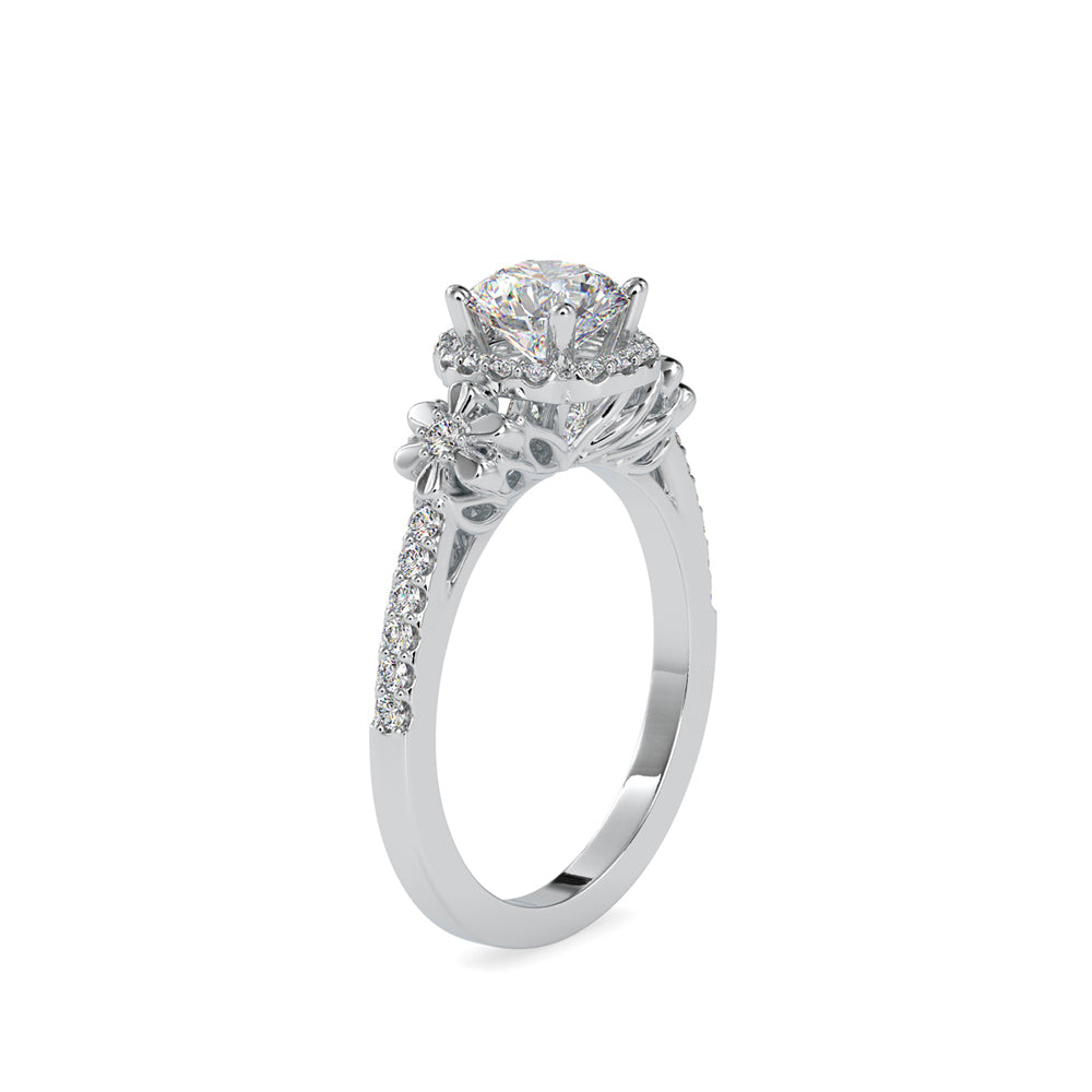 1.39Ct Round Halo Lab-Grown Diamond Gold Ring