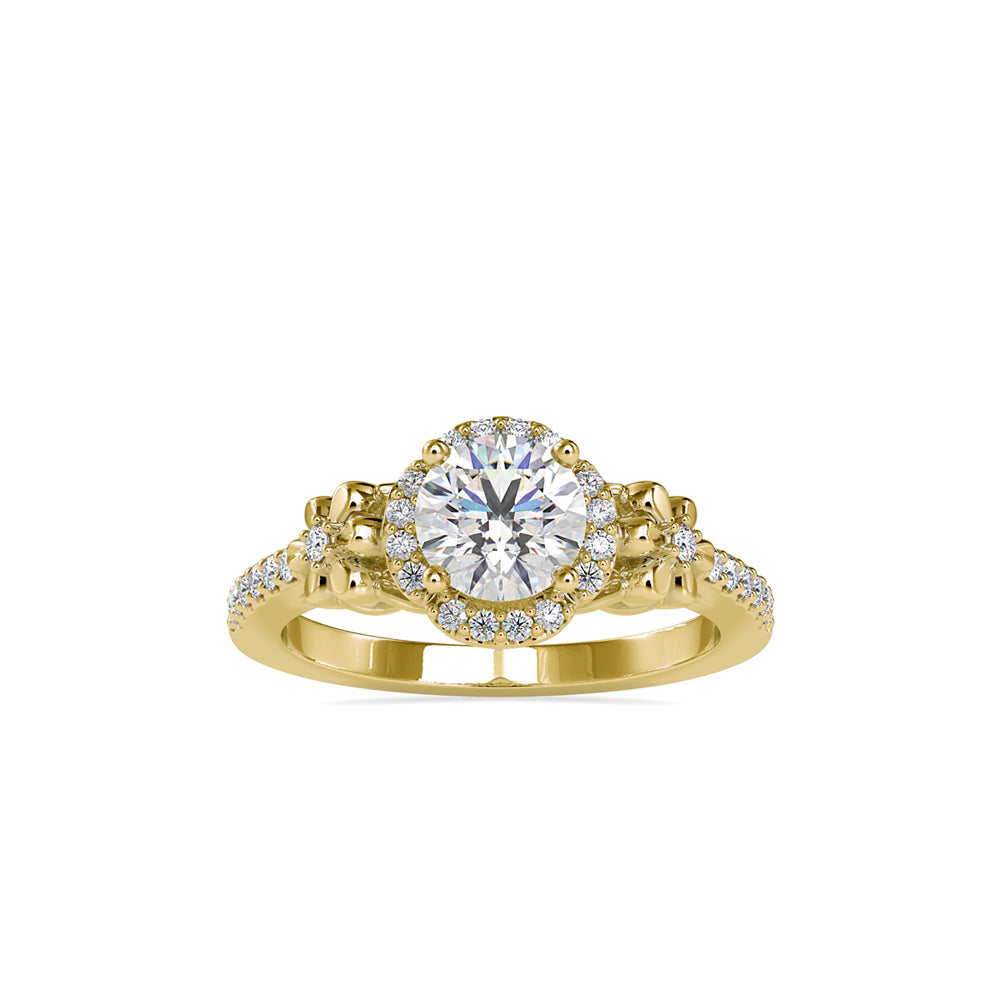 1.39Ct Round Halo Lab-Grown Diamond Gold Ring