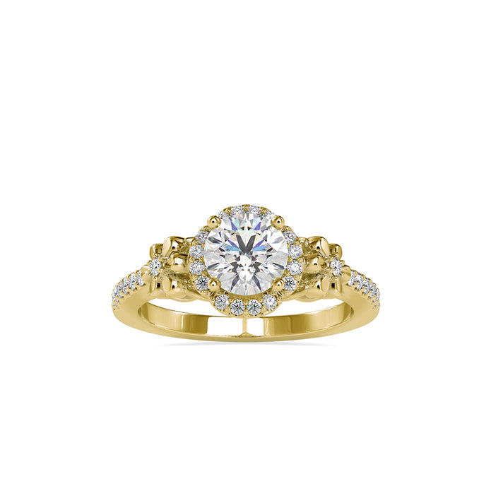 1.39Ct Round Halo Lab-Grown Diamond Gold Ring