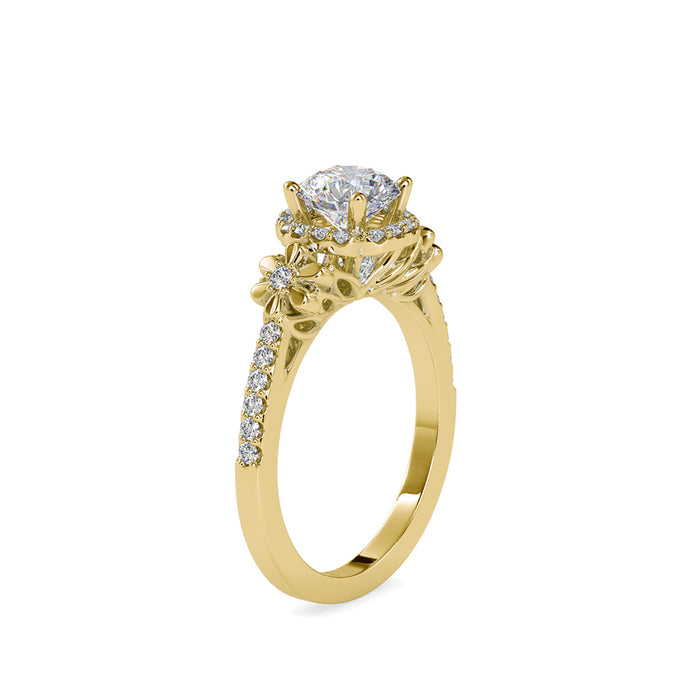 1.39Ct Round Halo Lab-Grown Diamond Gold Ring
