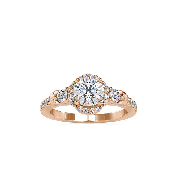 1.48Ct Round Prong Halo Lab-Grown Diamond Gold Ring