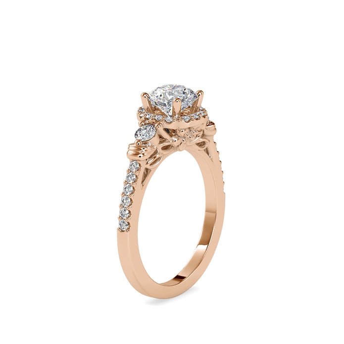 1.48Ct Round Prong Halo Lab-Grown Diamond Gold Ring